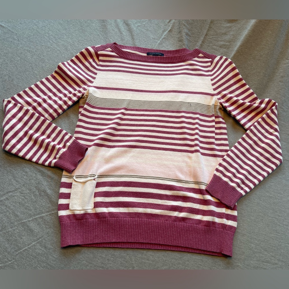 Tommy Hilfiger Pink and White Striped Sweater